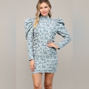 Fate Light Blue Floral Long Sleeve‎ Dress DD